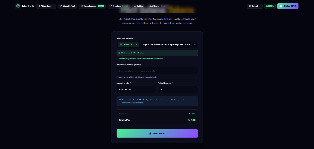 Configure Your Minting Amount and Destination
