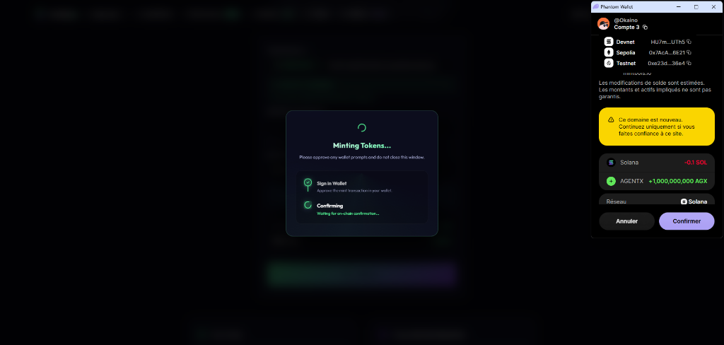 Sign and Confirm the Mint Transaction in Phantom Wallet