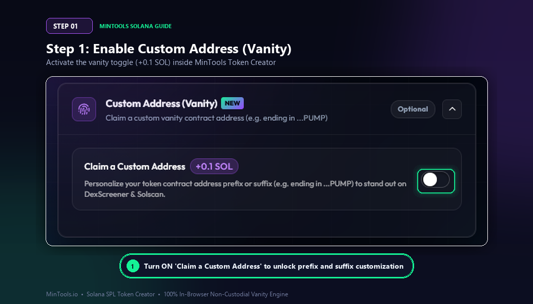 MinTools Custom Vanity Address Toggle Enabled