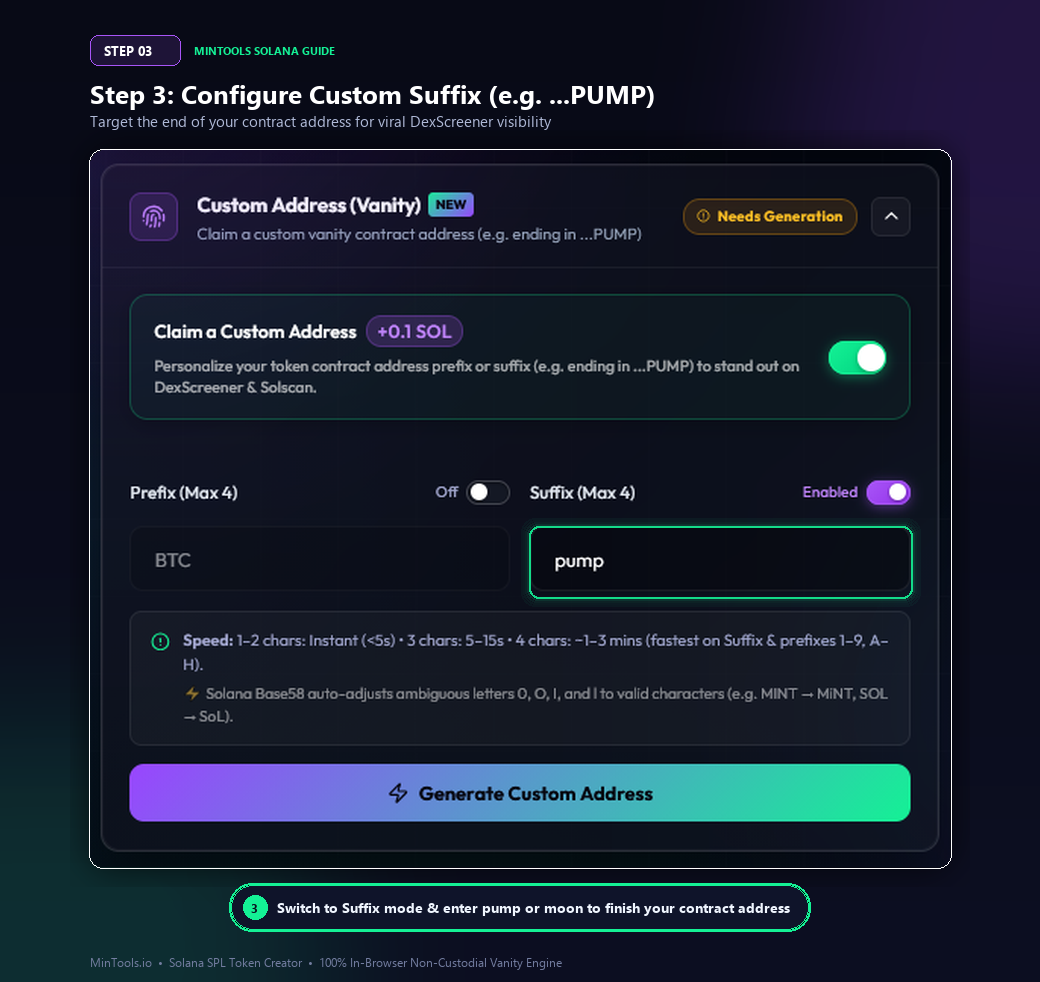 Configure Custom Suffix on Solana